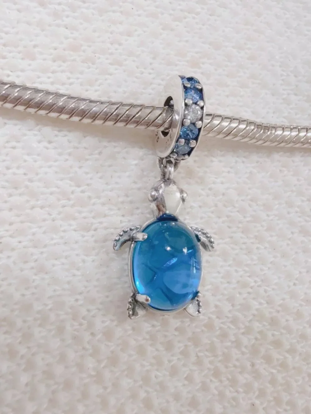 Blue Murano Sea Turtle Dangle Charm Silver Charm For Pandora Bracelet Necklace